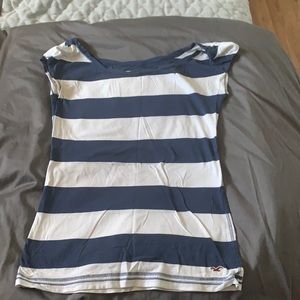 Navy white off the shoulder shirt